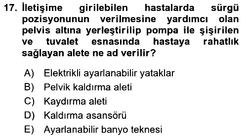 Temel Bakım Hizmetleri 2015-2016 Dönem Sonu Sınavı - 17. soru
