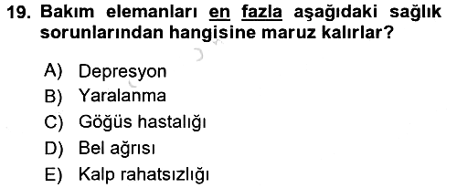 Temel Bakım Hizmetleri 2015-2016 Dönem Sonu Sınavı - 19. soru