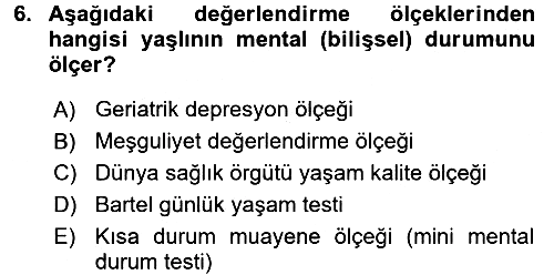 Temel Bakım Hizmetleri 2016-2017 Dönem Sonu Sınavı - 6. soru