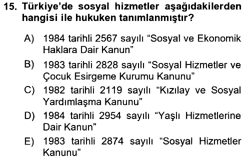 Temel Bakım Hizmetleri 2016-2017 Dönem Sonu Sınavı - 15. soru