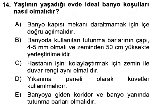 Temel Bakım Hizmetleri 2018-2019 Dönem Sonu Sınavı - 14. soru