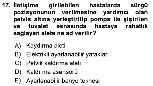 Temel Bakım Hizmetleri 2018-2019 Dönem Sonu Sınavı - 17. soru