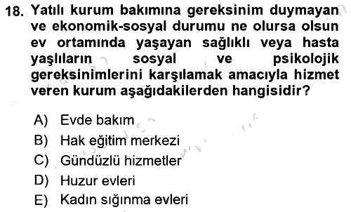 Temel Bakım Hizmetleri 2024-2025 Dönem Sonu Sınavı - 18. soru
