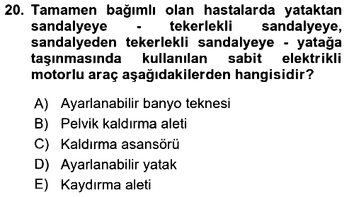 Temel Bakım Hizmetleri 2020-2021 Yaz Okulu Sınavı - 20. soru