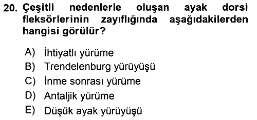 Yaşlı ve Hasta Bakım Hizmetleri 2018-2019 3 Ders Sınavı - 20. soru