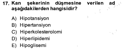 Yaşlı ve Hasta Bakım Hizmetleri 2013-2014 Tek Ders Sınavı - 17. soru