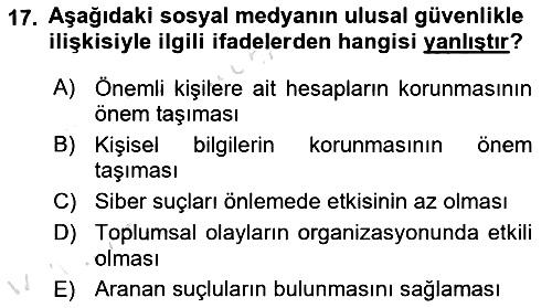 Sosyal Medya ve Propaganda 2020-2021 Yaz Okulu Sınavı - 17. soru