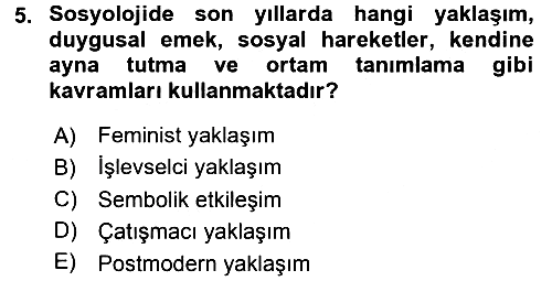 Aile Sosyolojisi 2016-2017 3 Ders Sınavı - 5. soru