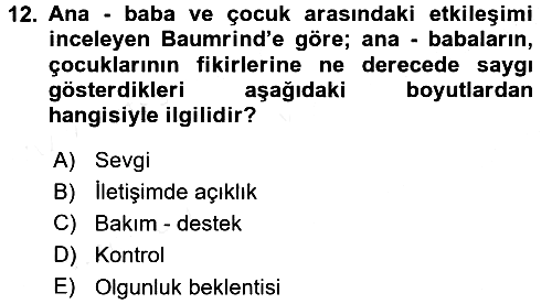 Aile Sosyolojisi 2017-2018 3 Ders Sınavı - 12. soru