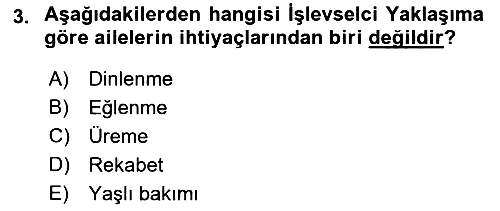 Aile Sosyolojisi 2018-2019 3 Ders Sınavı - 3. soru