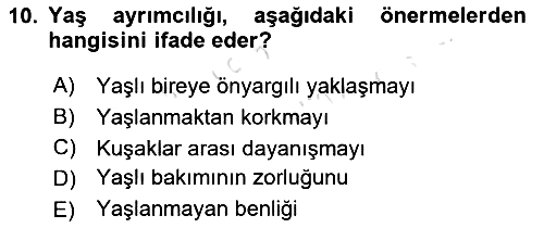Aile Sosyolojisi 2018-2019 3 Ders Sınavı - 10. soru