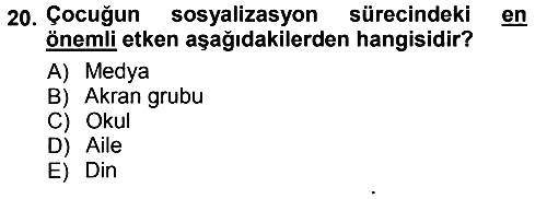 Aile Sosyolojisi 2012-2013 Ara Sınav - 20. soru