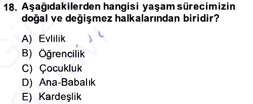 Aile Sosyolojisi 2013-2014 Ara Sınav - 18. soru