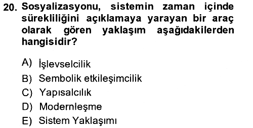 Aile Sosyolojisi 2013-2014 Ara Sınav - 20. soru