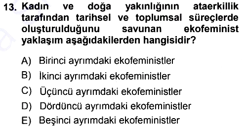 Aile Sosyolojisi 2014-2015 Ara Sınav - 13. soru
