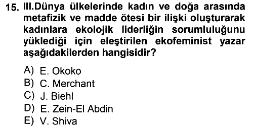 Aile Sosyolojisi 2014-2015 Ara Sınav - 15. soru