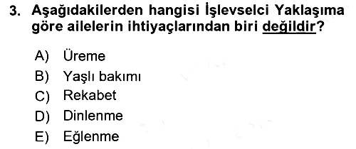Aile Sosyolojisi 2018-2019 Ara Sınav - 3. soru