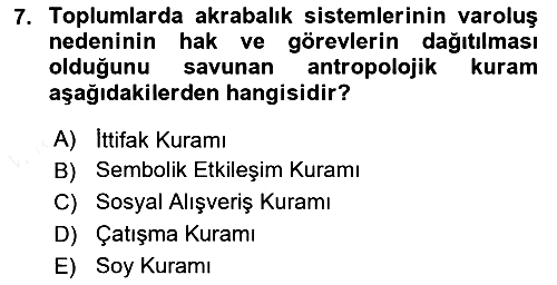 Aile Sosyolojisi 2018-2019 Ara Sınav - 7. soru