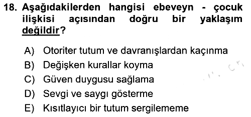 Aile Sosyolojisi 2024-2025 Ara Sınav - 18. soru