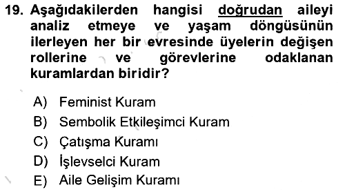 Aile Sosyolojisi 2024-2025 Ara Sınav - 19. soru