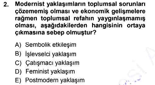 Aile Sosyolojisi 2012-2013 Dönem Sonu Sınavı - 2. soru