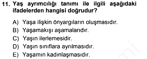 Aile Sosyolojisi 2012-2013 Dönem Sonu Sınavı - 11. soru