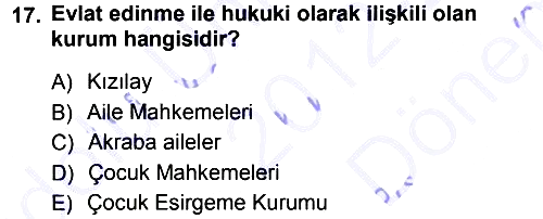 Aile Sosyolojisi 2012-2013 Dönem Sonu Sınavı - 17. soru