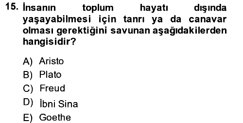 Aile Sosyolojisi 2013-2014 Dönem Sonu Sınavı - 15. soru