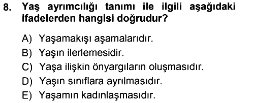 Aile Sosyolojisi 2014-2015 Dönem Sonu Sınavı - 8. soru