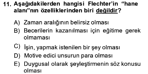 Aile Sosyolojisi 2014-2015 Dönem Sonu Sınavı - 11. soru