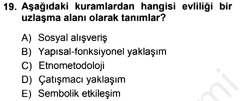Aile Sosyolojisi 2014-2015 Dönem Sonu Sınavı - 19. soru