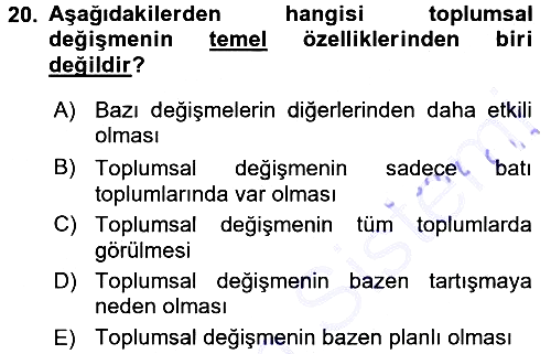Aile Sosyolojisi 2015-2016 Dönem Sonu Sınavı - 20. soru