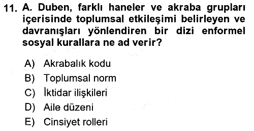 Aile Sosyolojisi 2018-2019 Dönem Sonu Sınavı - 11. soru