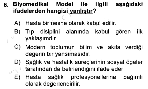 Aile Sosyolojisi 2019-2020 Dönem Sonu Sınavı - 6. soru