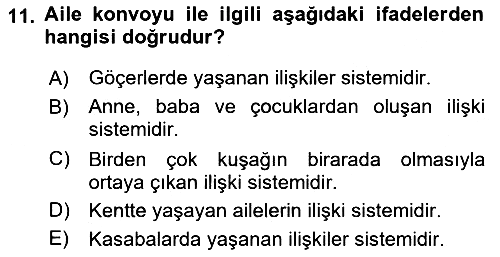 Aile Sosyolojisi 2023-2024 Dönem Sonu Sınavı - 11. soru