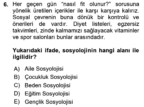Aile Sosyolojisi 2025-2026 Dönem Sonu Sınavı - 6. soru