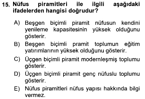 Aile Sosyolojisi 2021-2022 Yaz Okulu Sınavı - 15. soru