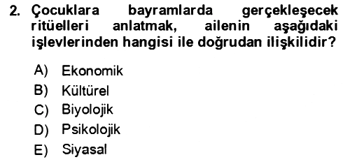 Aile Sosyolojisi 2023-2024 Yaz Okulu Sınavı - 2. soru