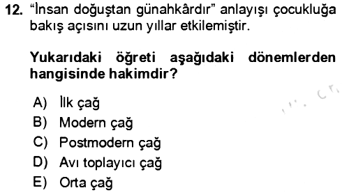 Aile Sosyolojisi 2023-2024 Yaz Okulu Sınavı - 12. soru