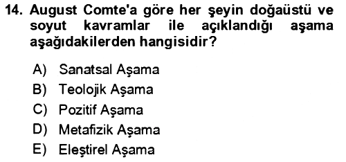 Aile Sosyolojisi 2023-2024 Yaz Okulu Sınavı - 14. soru