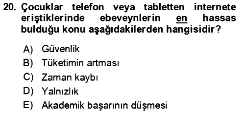 Aile Sosyolojisi 2023-2024 Yaz Okulu Sınavı - 20. soru