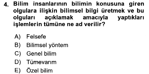 Bilim Felsefesi 2017-2018 3 Ders Sınavı - 4. soru