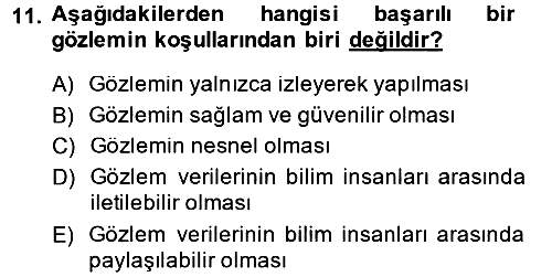 Bilim Felsefesi 2014-2015 Ara Sınav - 11. soru
