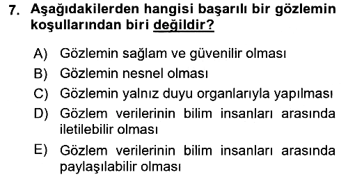Bilim Felsefesi 2015-2016 Ara Sınav - 7. soru