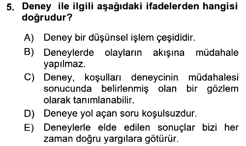 Bilim Felsefesi 2017-2018 Ara Sınav - 5. soru