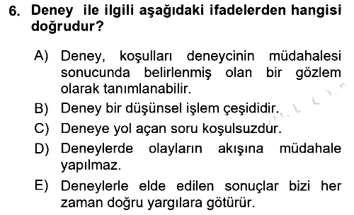 Bilim Felsefesi 2019-2020 Ara Sınav - 6. soru
