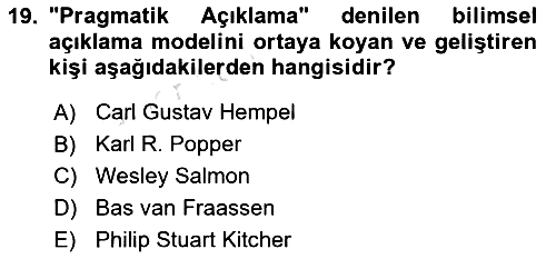 Bilim Felsefesi 2022-2023 Ara Sınav - 19. soru