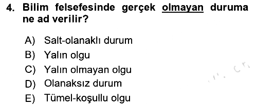 Bilim Felsefesi 2024-2025 Ara Sınav - 4. soru