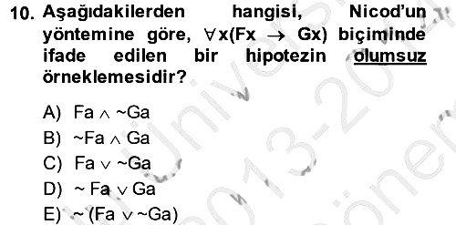 Bilim Felsefesi 2013-2014 Dönem Sonu Sınavı - 10. soru