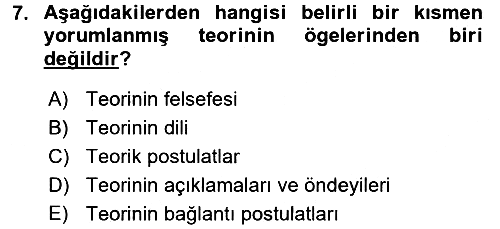Bilim Felsefesi 2017-2018 Dönem Sonu Sınavı - 7. soru